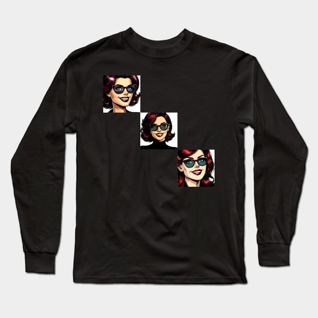 Volti di Donna 5 | Female faces 5 Long Sleeve T-Shirt by Betta's Collections